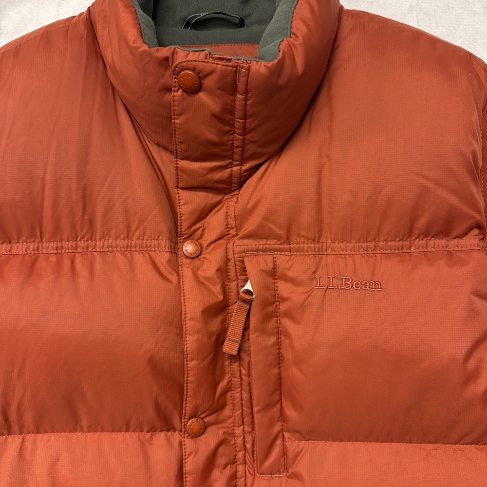 LL Bean Men's Large 80% Down Puffer Vest Burnt Orange Quilted Insulated Outdoor - Picture 2 of 11